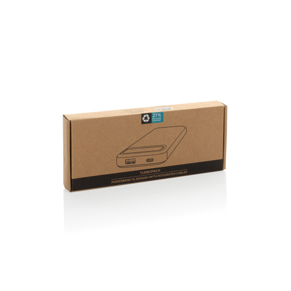 Powerbank 10.000mAh en plastique RCS avec câbles Turbopack