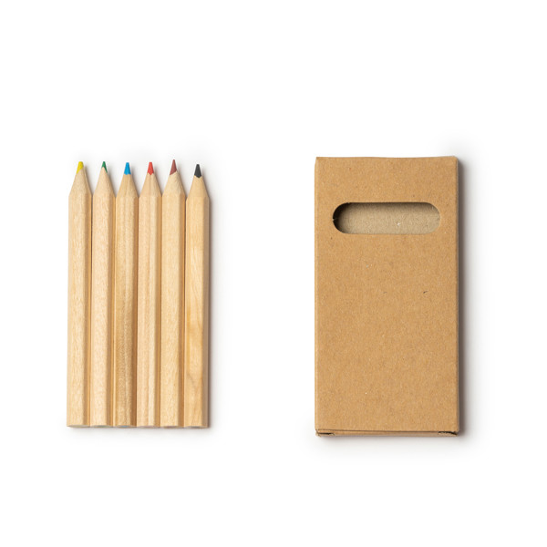 Personalised wooden pencil set in cardboard box 6 units EN71 certified