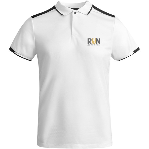 Tamil short sleeve kids sports polo - White / Solid Black / 4