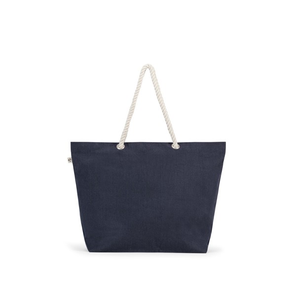 ATHENS. Bolsa de playa en algodón reciclado (70%) y poliéster reciclado (30%) (220 g/m²) - Azul