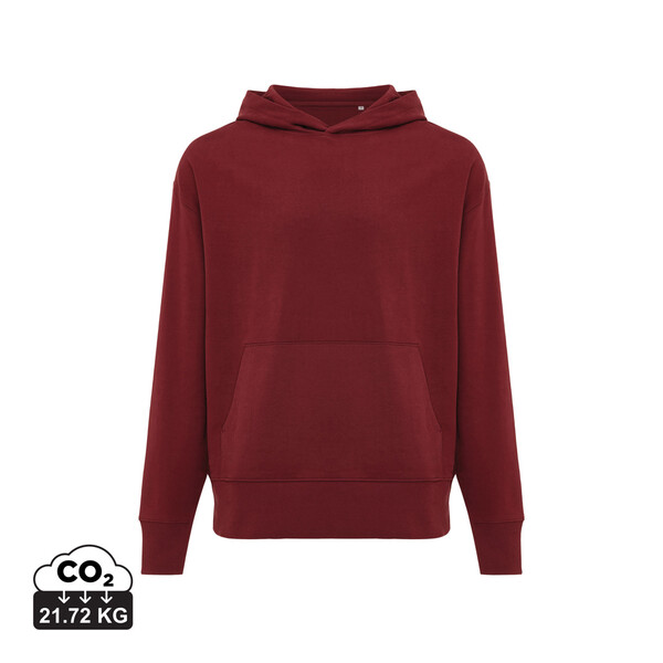 Mikina s kapucí Iqoniq Yoho relaxed fit z recykl. bavlny - Vínově Červená / XL