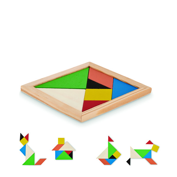 Sestavljanka Tangram, 7-delni leseni set, 100x100 mm
