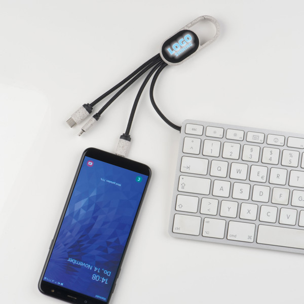 3 in 1 wheatstraw charging cable CARMEN - Beige