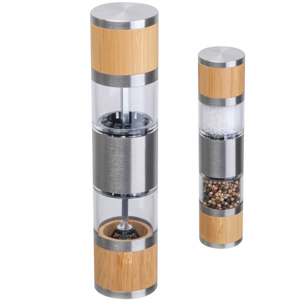 Salt & pepper mill made of stainless steel and bamboo BEATA - Beige
