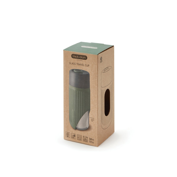 Cestovní skleněný hrnek 340 ml Black+Blum - Olivově Zelená