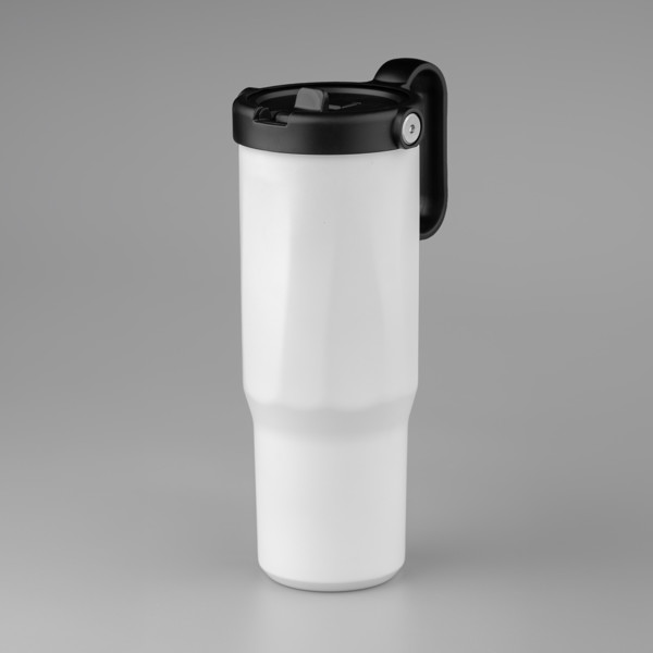 Copo Chili 900Ml, Com Pega E Palhinha - Branco