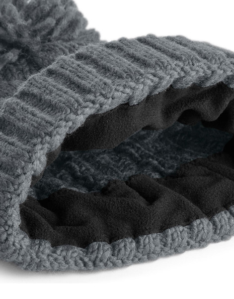 Cable Knit Melange Beanie - Black / ONE SIZE