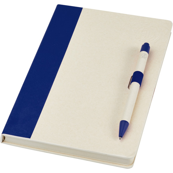 Ensemble carnet de notes format A5 et stylo bille, à partir de briques de lait recyclées, Dairy Dream - Bleu
