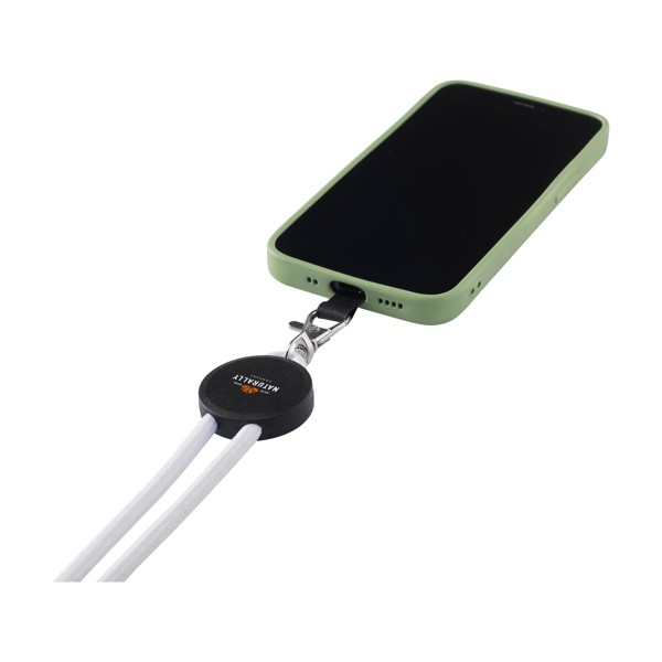 Lace Lanyard GRS RPET 0,5 cm cordelière téléphonique - blanc