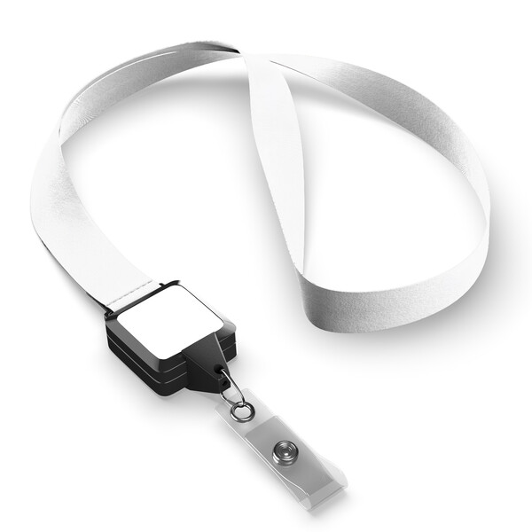 Polyester sublimation lanyard with square shape badge reel - Black