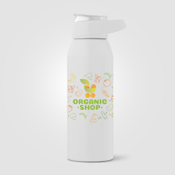 Lyse Recycled Stainless Steel Sport Bottle - 710 ml - White / 4 Colour inkjet