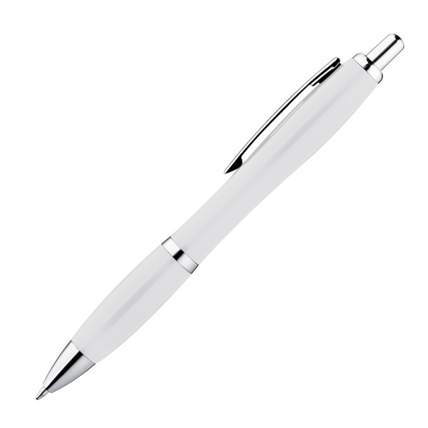 Plastic ball pen with metal clip ERIN - White
