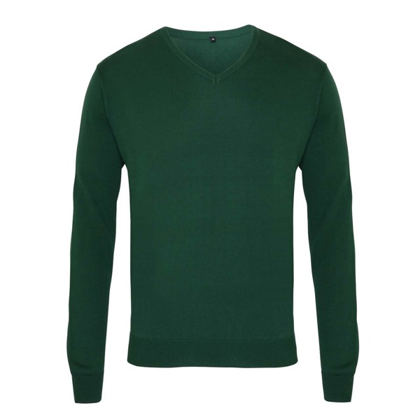 Men's Knitted V-Neck Sweater - Bottle / 2XL
