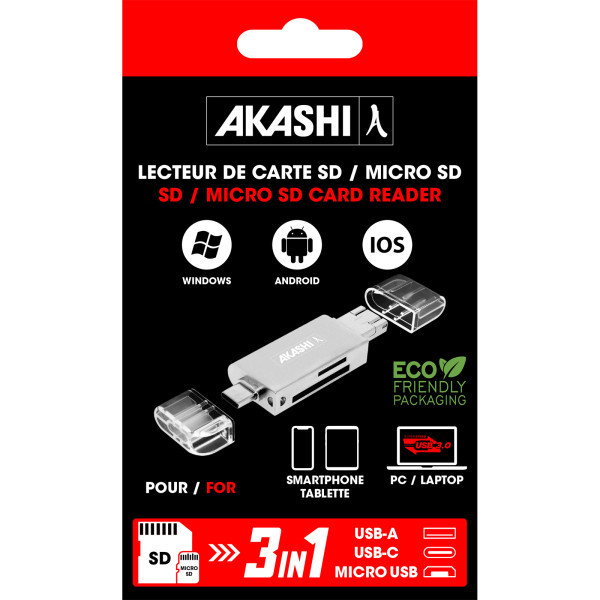 KAGI - LECTEUR DE CARTE - SD / MICRO SD 3 EN 1