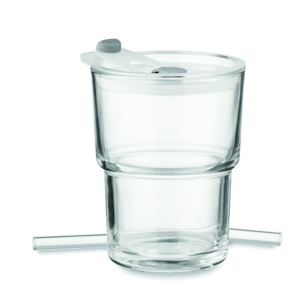 Gobelet verre et paille 400ml Sip