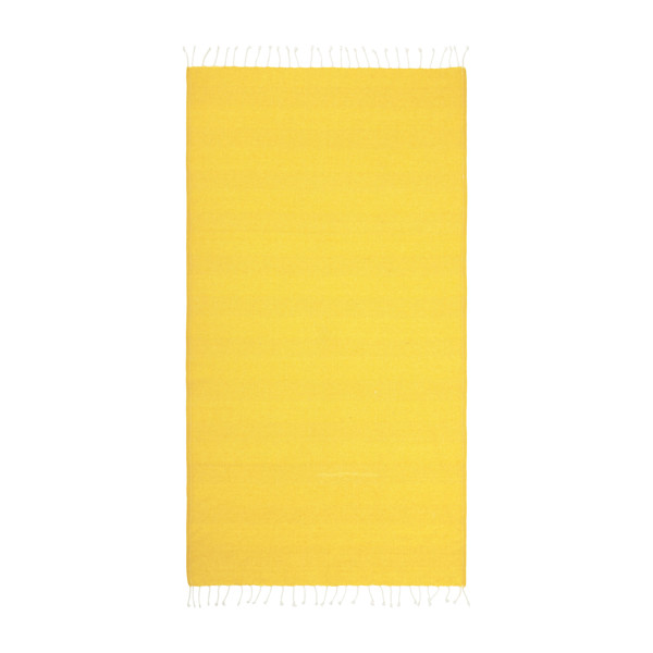 Recycled Cotton Fringed Beach Towel, Size 90X170 Cm - Yellow