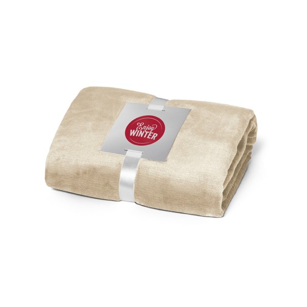 DYLEAF. (240 g/m²) fleece blanket with ribbon wrap and personalisation card - Beige