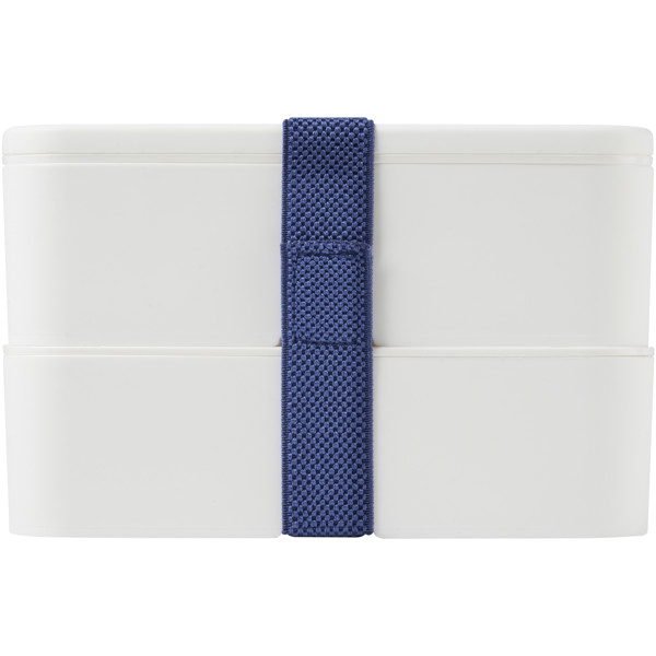 Lunch box MIYO 700+700 ml à deux blocs - Blanc / Blanc / Bleu