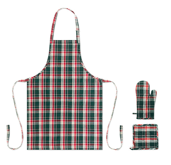 Chequered cotton kitchen set Santapron