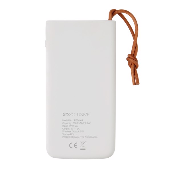 Aria powerbank 8000 mAh, 5W brezžično polnjenje - Bela