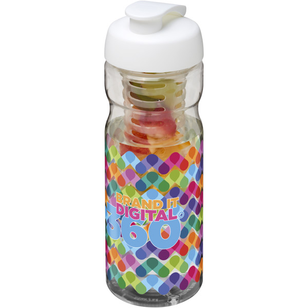 Garrafa desportiva e infusor com tampa Flip de 650 ml H2O Base® - Transparente / Branco