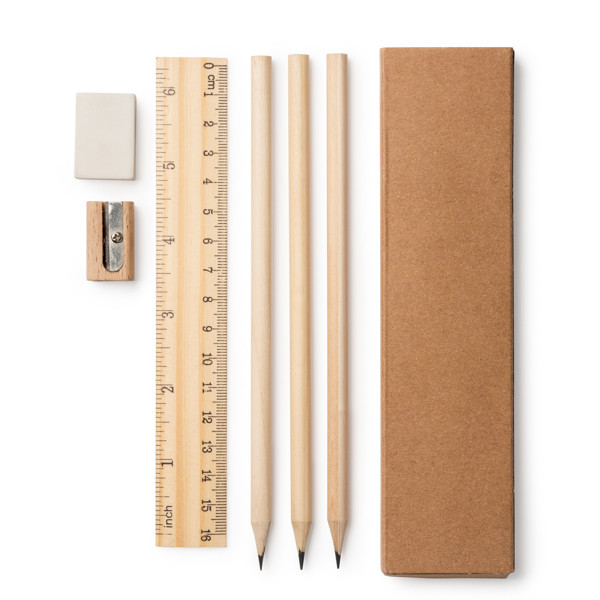 Personalised natural wood writing set with kraft box
