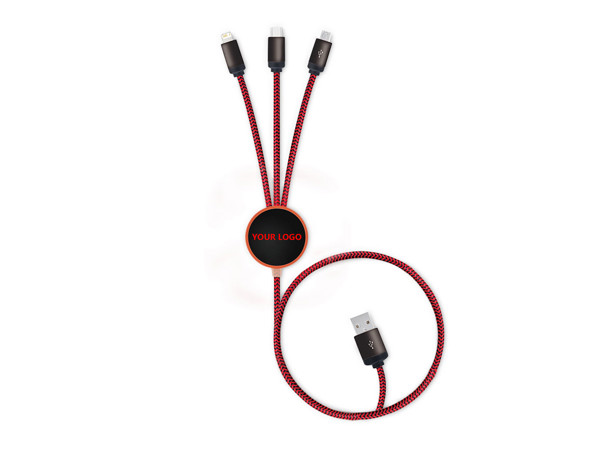 Charging USB cable LED 3in1 UC034 - BLACK