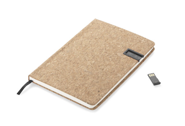 Notebook MENTE with USB flash drive 16 GB, A5 - black