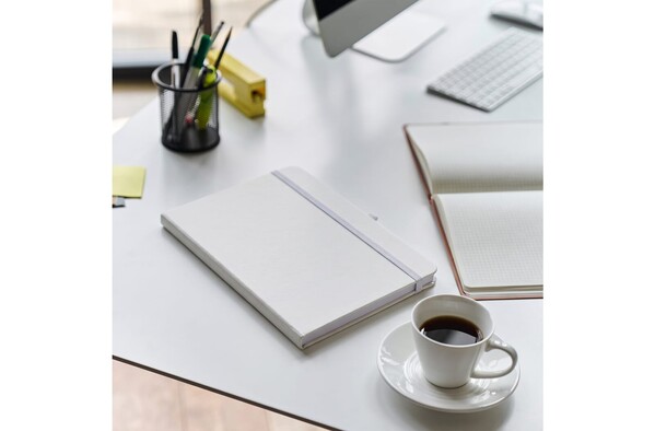 Notebook Olmo Hard Cover PU A5 med klistermærker - Hvid