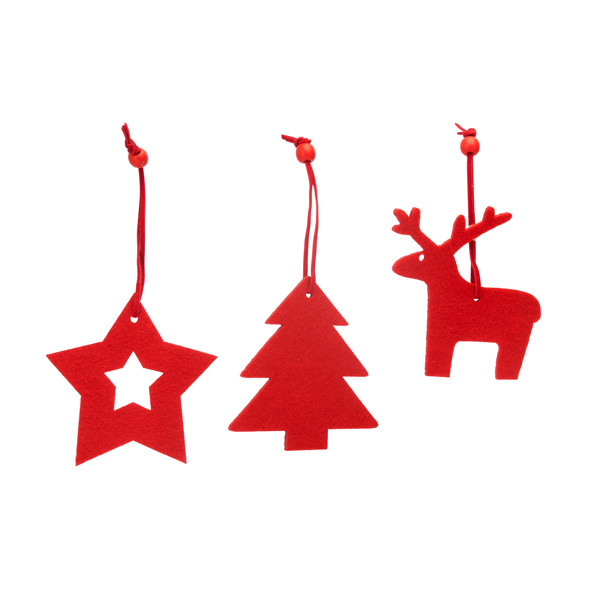 Personalised Christmas ornament set in felt with star, tree and reindeer