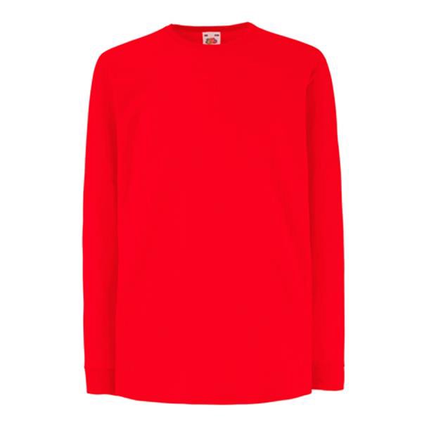 T-Shirt Valueweight Manga Comprida Kids 165G - 100% Algodão - Vermelho / 128-7/8