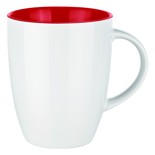 Mug Blanc Brillant Senator® Avec Intérieur Coloré, Pics Elite Inside - Rouge