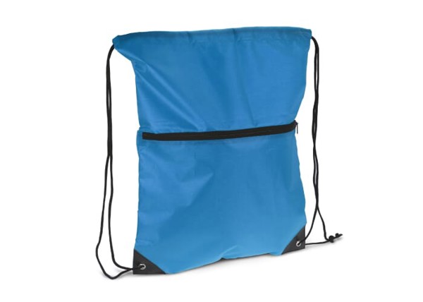 Sac à cordon 210T R-PET avec fermeture éclair - Bleu