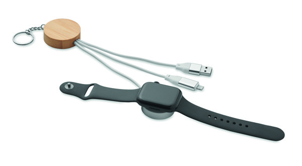 Key ring with 4 in 1 60W cable Bule - White