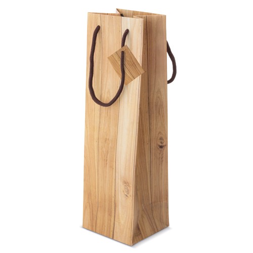 WOOD EFFECT PAPER BAG FOR 1 BOTTLE "ABETO"