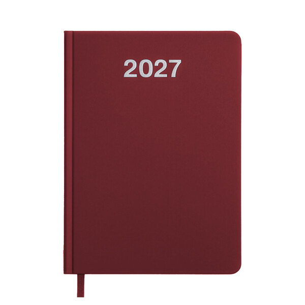 Agenda Giornaliera 2027. Copertina Rigida In Cartoncino Laminato Opaco. - Bordeaux