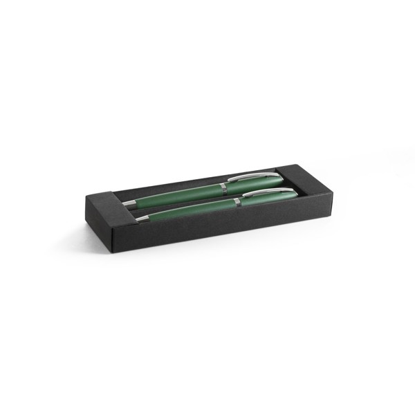 Conjunto de roller e esferográfica com corpo em alumínio reciclado - RE-LANDO-SET