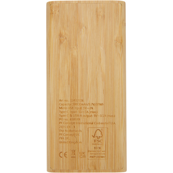 Tulda 10,000 mAh powerbank af bambus