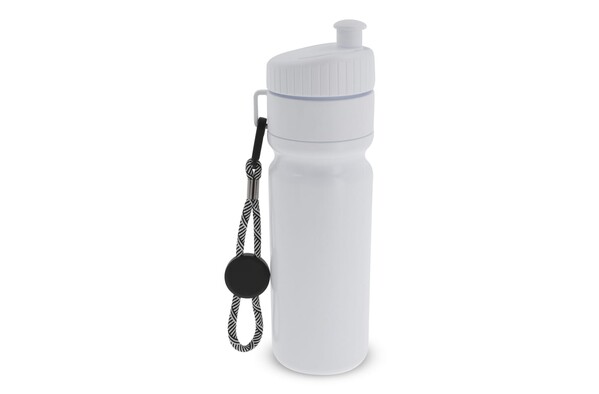 Bidon de sport avec bord et cordon 750ml - Blanc / Blanc