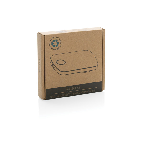 MagBoost magnetic powerbank 5000 mAh, 15W wireless - White