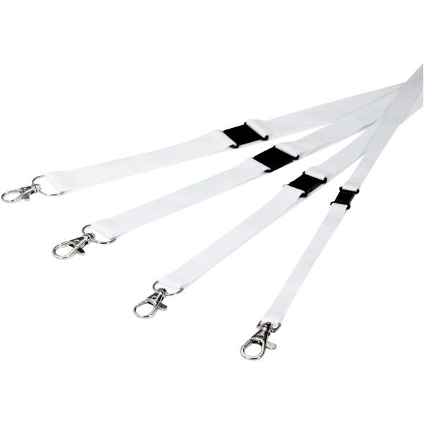 Lois sublimation RPET lanyard with safety breakaway - Solid Black / White / 10mm