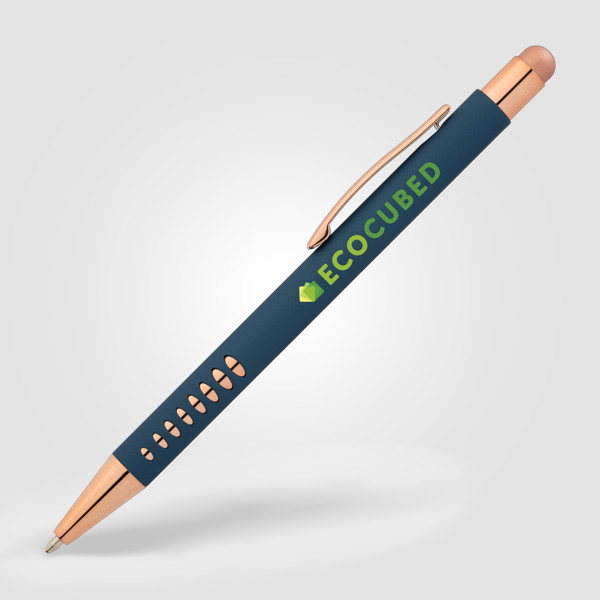 Bowie Or Rose Stylo avec Stylet - Bleu marine / Jet d’encre 4 couleurs