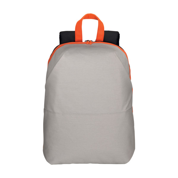 Canvas Laptop Backpack With High Visibility Eco-Leather Inserts/Bands - Grey / Orange