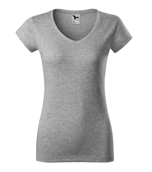 Tričko Dámské Malfini® Fit V-Neck - Tmavě Šedý Melír / S