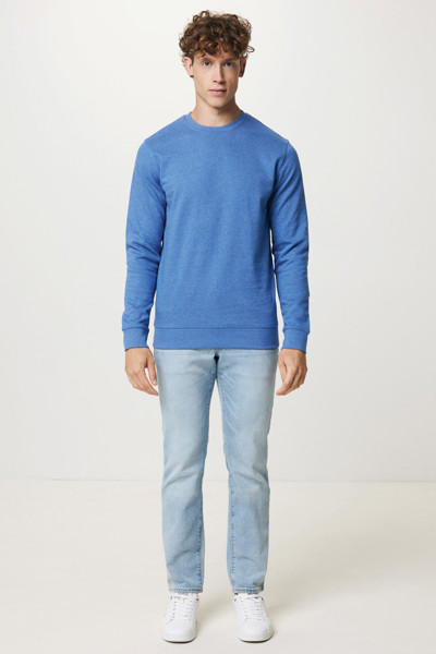 Pull à col rond en coton recyclé non teinté IQONIQ Denali - Heather Blue / XXL