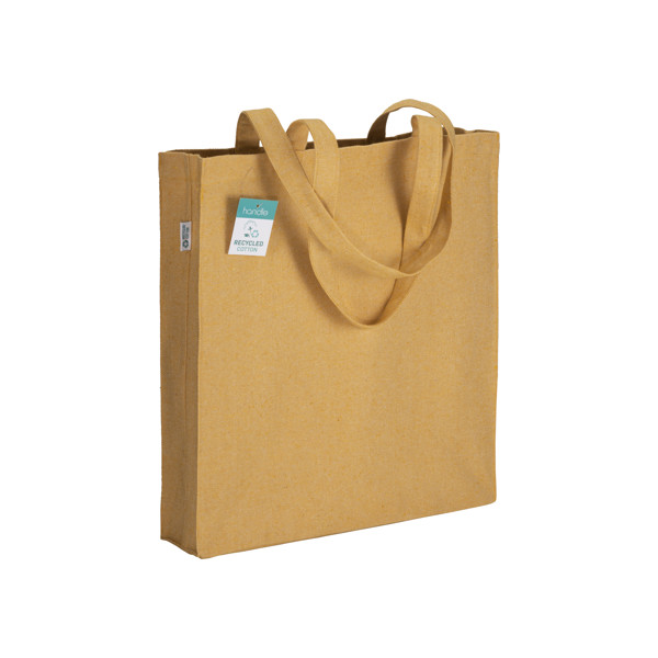 280G/M2 Recycled Cotton Shopping Bag, Long Handles And Gussets - Yellow