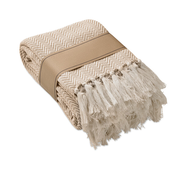 Recycled polycotton blanket Ammos - White / Grey