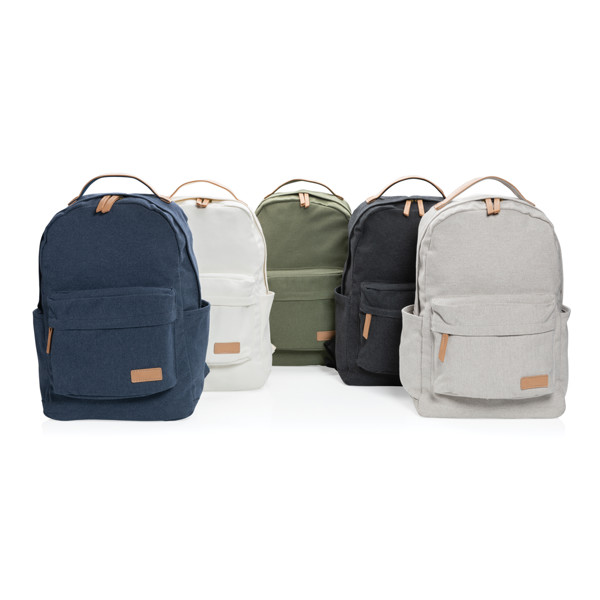 Impact AWARE™ 16 oz. recycled canvas backpack - Off White