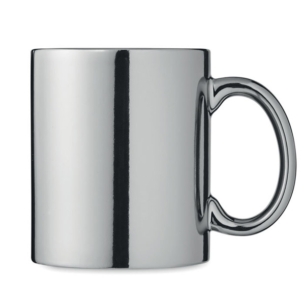 Ceramic mug metallic 300 ml Holly - Shiny Silver