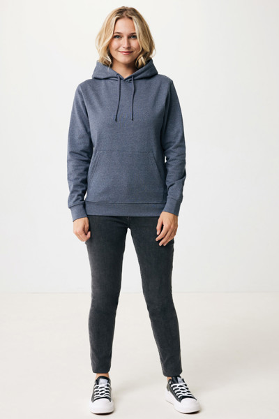 Sweat à capuche en coton recyclé et non teinté Iqoniq Torres - Heather Navy / L